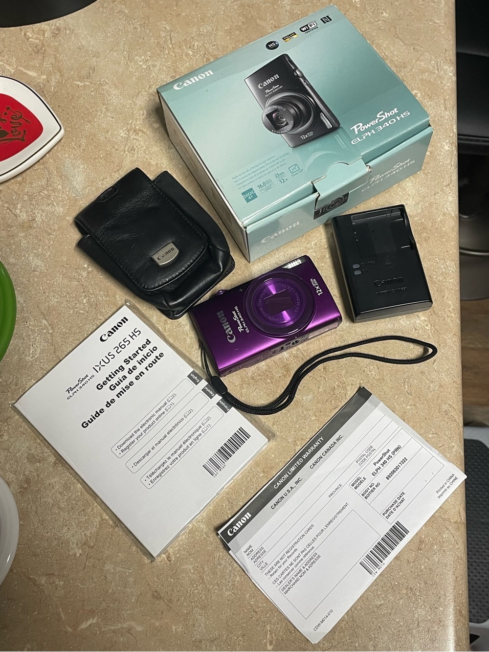 Rare Canon Power Shot ELPH340HS Digital Camera With Box Battery Charger Case